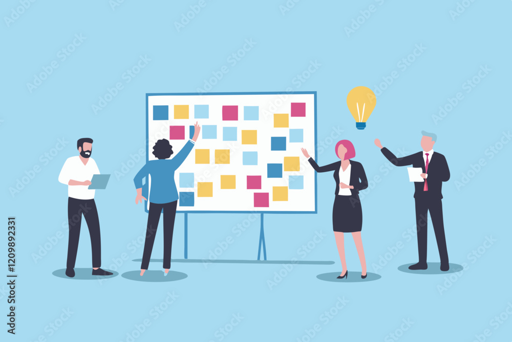 Flat illustration, business team collaboration Flat illustration, business team collaboration