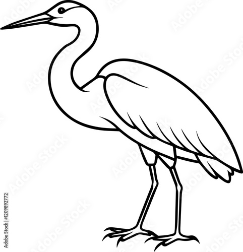 egret bird outline vector illustration