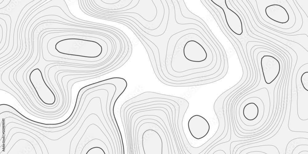 Abstract topographical linier graphics map background. Patterns topographic line map. Vintage outdoors style, Black and white contours stylized height topography lines map. Vector illustration.