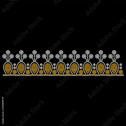 Rhinestone applique collar design for t-shirt or blouse hot-fix transfer. Abstract beautiful glitter applique rhinestone motif.	