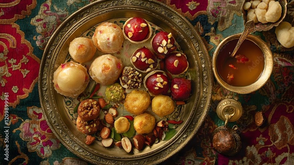 Delicious Indian Sweets Platter with Chai Delicious Indian Sweets Platter with Chai