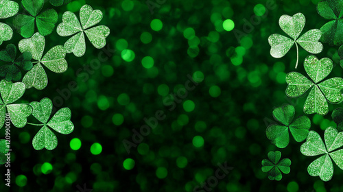 A green background with four green clovers on it