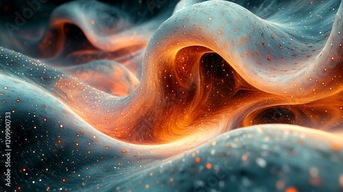 A surreal, digital fractal pattern blending organic shapes with futuristic tech-inspired lines and textures. 467