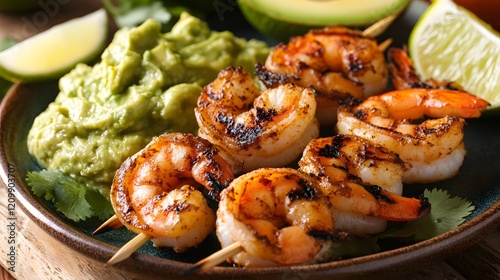 Grilled Shrimp Skewers with Avocado Salsa photo