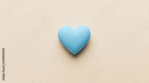 A single matte blue heart on a pale beige background, minimalist and modern with open space for headlines.