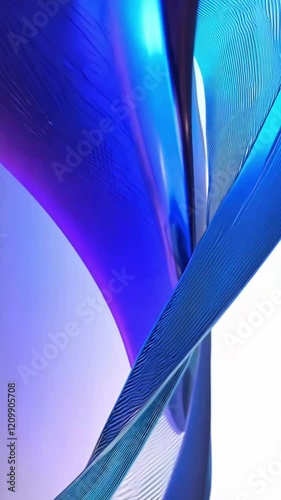 Abstract blue light ribbons twisting and flowing against a white background, evoking a sense of energy and elegance. Perfect for modern or artistic projects with copy space.