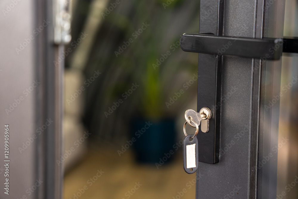 Fototapeta premium Hotel room door half open, hotel service concept