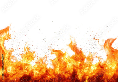 a vibrant and dynamic representation of flames. showcasing bright orange and yellow hues with hints of red. creating an energetic effect the flames appear to rise from the bottom. against a white back photo