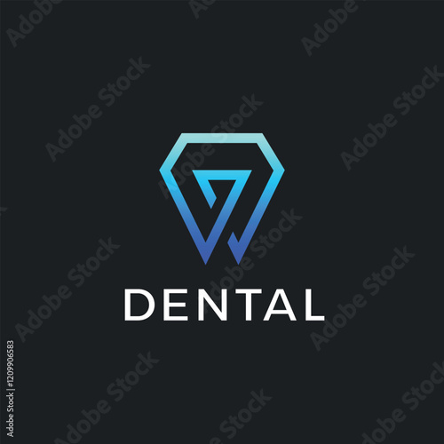 Modern Dental Logo: Tooth with Diamond Shape Icon.