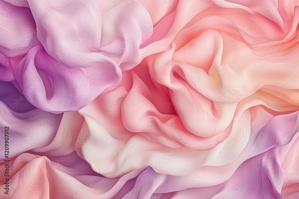 Fototapeta premium A close-up of flowing, colorful fabric showcasing soft textures and gentle gradients.