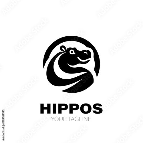 Hippopotamus Logo. Hippo Logo Design. Hippopotamus Logo Brand. Hippopotamus Logo Vector Design Isolated on White Background photo