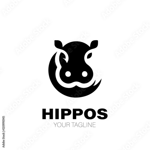 Hippopotamus Logo. Hippo Logo Design. Hippopotamus Logo Brand. Hippopotamus Logo Vector Design Isolated on White Background