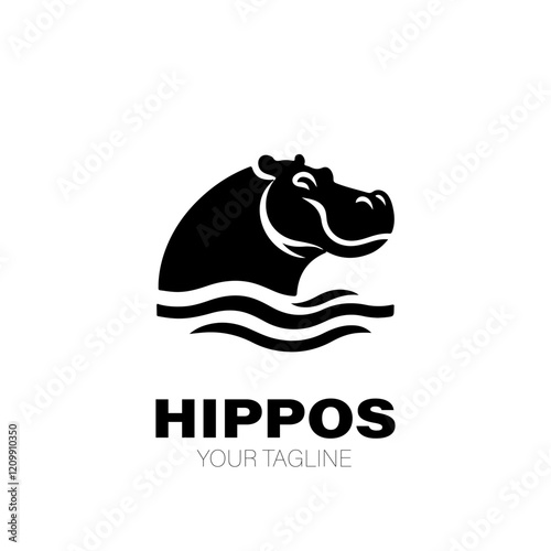 Hippopotamus Logo. Hippo Logo Design. Hippopotamus Logo Brand. Hippopotamus Logo Vector Design Isolated on White Background photo