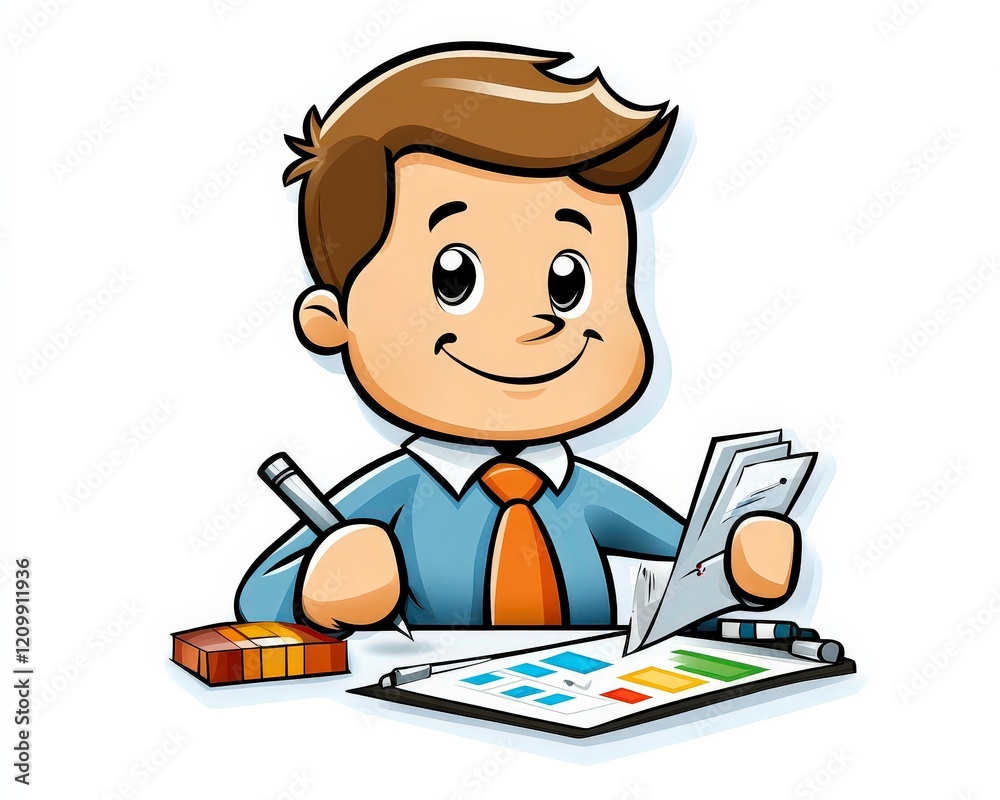 Young Boy Sitting at Desk Engaged in Creative Drawing Activity Young Boy Sitting at Desk Engaged in Creative Drawing Activity