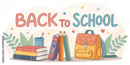 Engaging Back to School Vector Concept Design Featuring School Supplies