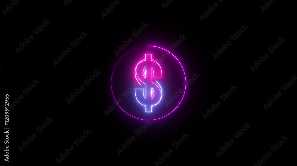 Abstract neon Dollar icon conceptual business animation background. Neon, Glowing, Colorful dollar icon animation. business Success concept animation. Abstract neon Dollar icon conceptual business animation background. Neon, Glowing, Colorful dollar icon animation. business Success concept animation.