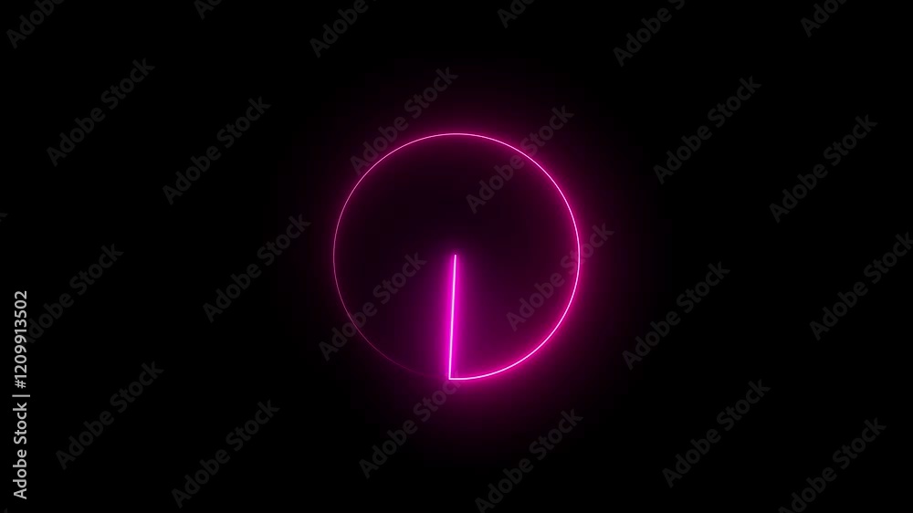Futuristic neon shine clock icon animation over black background. Glowing neon clock animation icon on black background. Futuristic neon shine clock icon animation over black background. Glowing neon clock animation icon on black background.