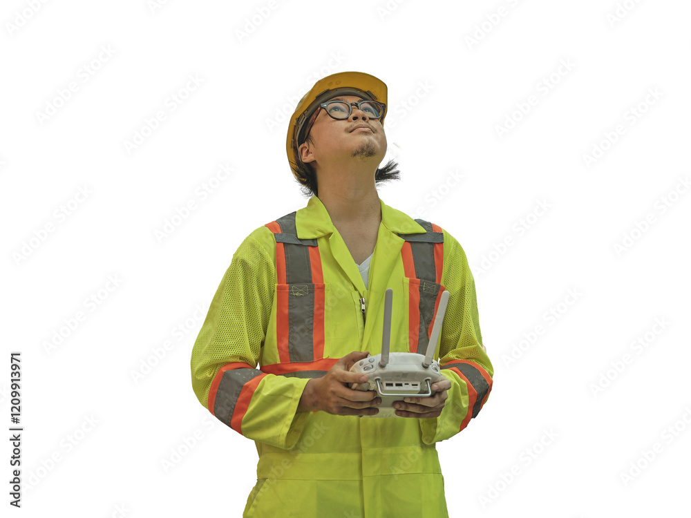 Engineer or worker piloting drone at ontainer cargo ship at shipping port. video surveillance or industrial inspection Engineer or worker piloting drone at ontainer cargo ship at shipping port. video surveillance or industrial inspection