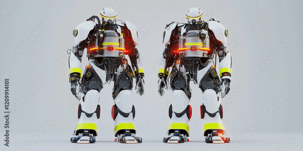 Fototapeta premium Robots equipped for rescue operations in a futuristic setting