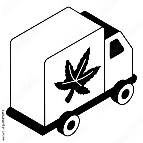 Marihuana Use in the Trucking Industry isometric vector icon,Cannabis and marijuana symbol, cannabinoids sign, healthcare Herb stock, Cannabis Laws and Their Impact on Commercial Drivers concept