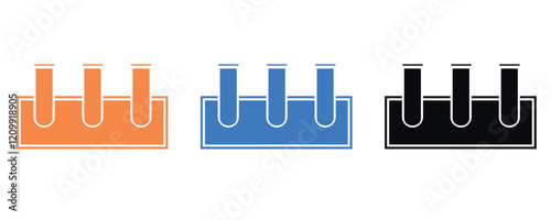 Test tube icon vector set, test tube flat icon vectors in trendy flat style, test tube in three different style isolated on white background.