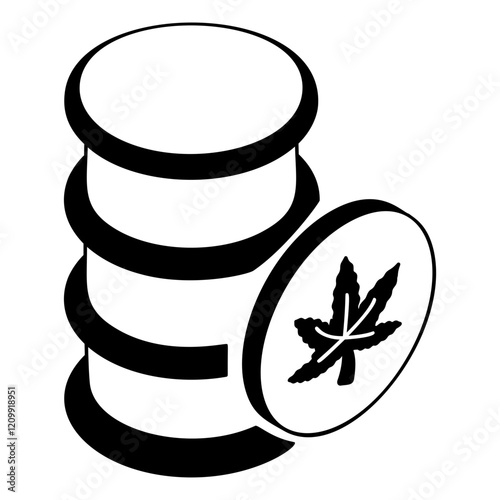 Happy 420 Smoker Face isometric vector icon,Cannabis and marijuana symbol, cannabinoids sign, healthcare Herb illustration, weed smiley face tongue out concept