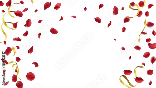 February 14 Valentine's day,Rose petals wedding or marriage background. holiday decoration. Invitation card, celebration party design