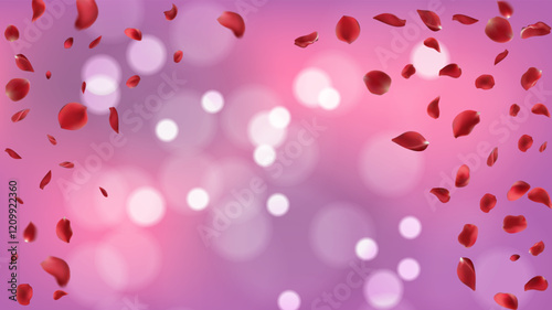 February 14 Valentine's day,Rose petals wedding or marriage background. holiday decoration. Invitation card, celebration party design