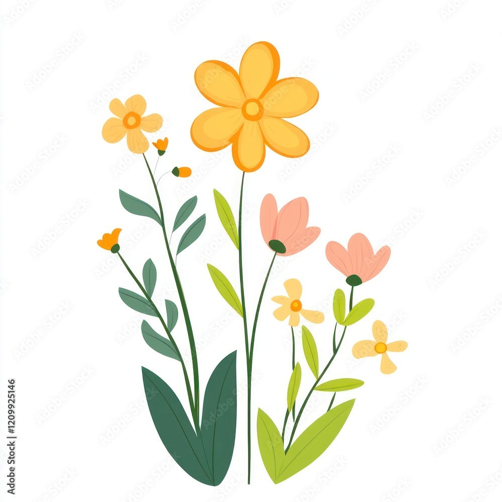 Obraz premium Flat vector of spring flower art blossoms petal