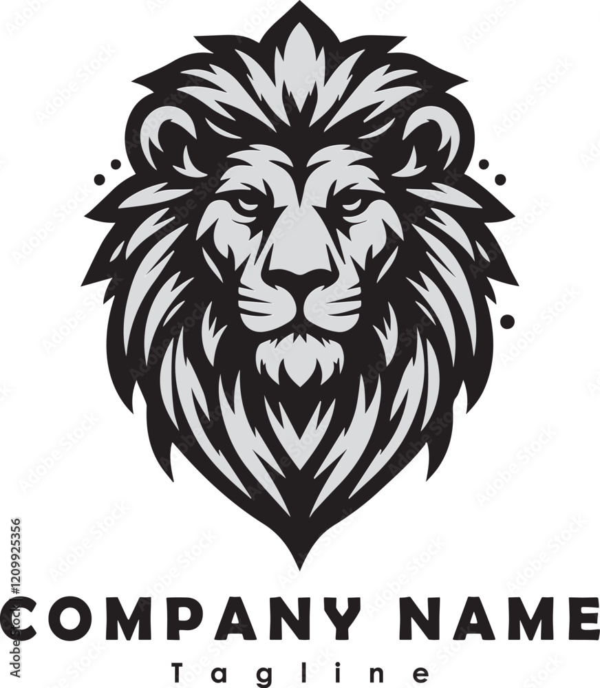 Fototapeta premium lion logo vector template. lion head logo icon vector illustration. black and white logo.