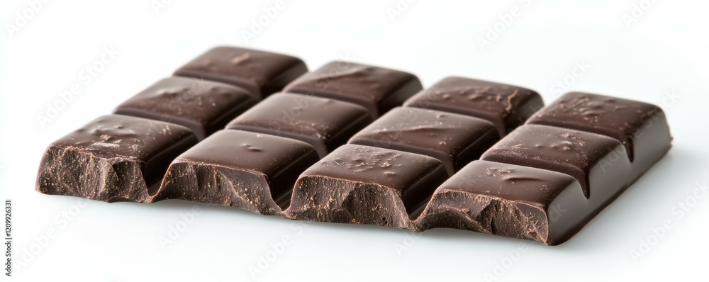 Obraz premium Chocolate Bar, Dark Chocolate, Sweets and Treats, Gourmet Desserts, Chocolate Square, Delicious Dessert, Tempting Snack, Indulgent Treat This image showcases a beautifully arranged chocolate bar