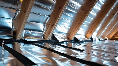Installed Reflective Foil Insulation on Roof Interior
