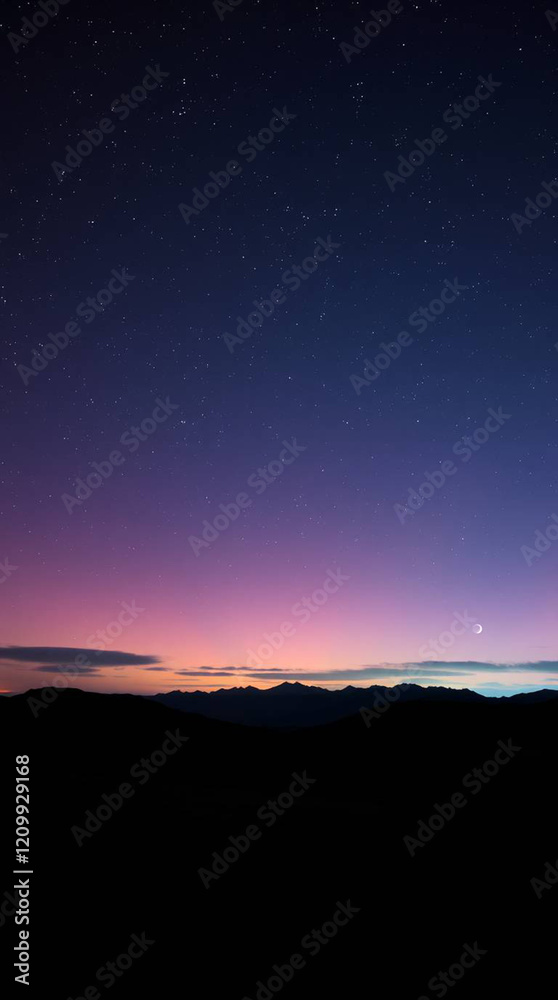 Stunning Night Sky Wallpaper Featuring a Silhouette of a Lone Traveler Staring at the Milky Way, Illuminated by a Deep Purple and Blue Gradient with Glittering Stars and a Peaceful Mountain Horizon Stunning Night Sky Wallpaper Featuring a Silhouette of a Lone Traveler Staring at the Milky Way, Illuminated by a Deep Purple and Blue Gradient with Glittering Stars and a Peaceful Mountain Horizon