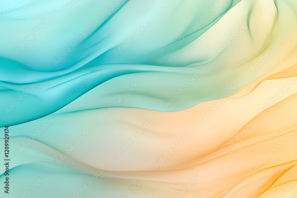 Obraz premium Fluid Gradient Background in Teal, Green, and Soft Yellow with Silky Texture
