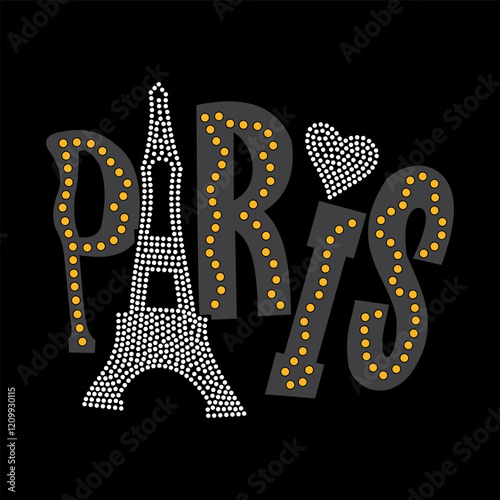 Rhinestone applique collar design for t-shirt or blouse hot-fix transfer. Abstract beautiful glitter applique rhinestone motif.
