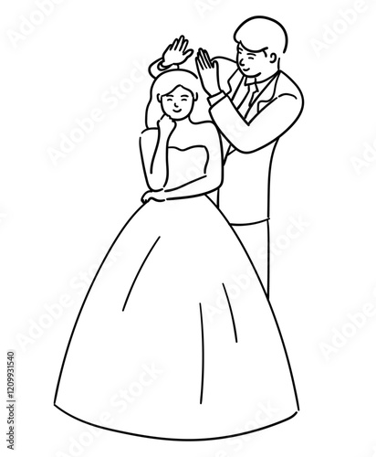 Wedding day, Happy just married young couple
