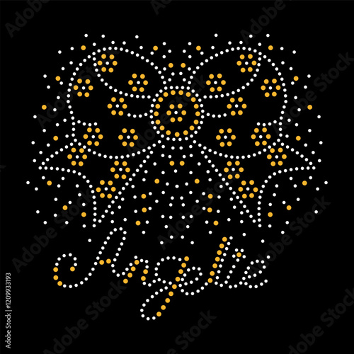 Rhinestone applique collar design for t-shirt or blouse hot-fix transfer. Abstract beautiful glitter applique rhinestone motif.