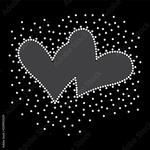 Rhinestone applique collar design for t-shirt or blouse hot-fix transfer. Abstract beautiful glitter applique rhinestone motif.