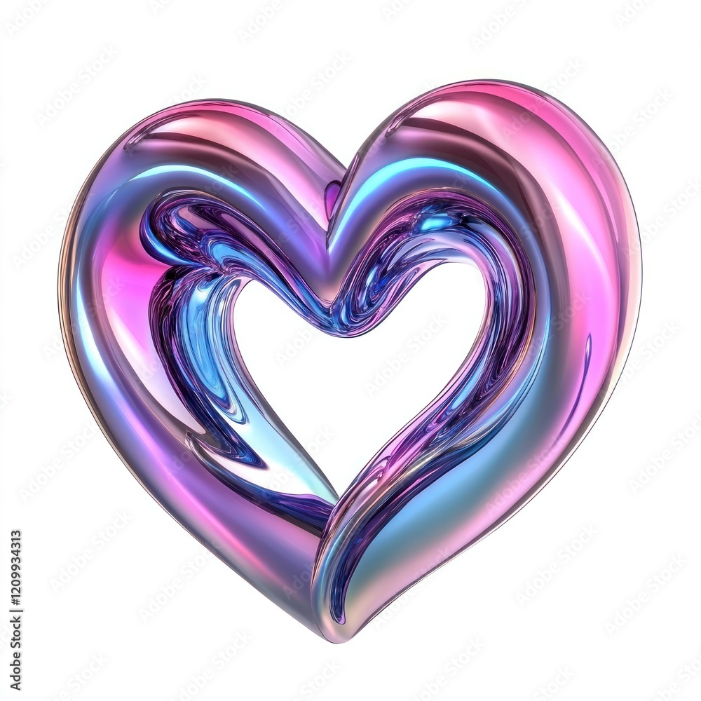 Y2k chrome line heart illustration abstract colorful Y2k chrome line heart illustration abstract colorful