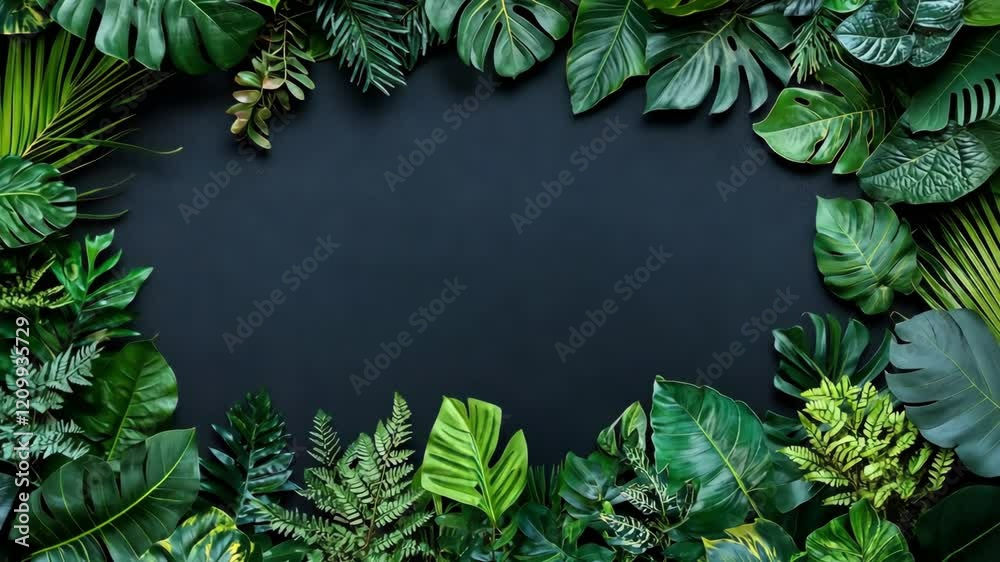 Lush green leaves framing a dark background perfect for nature-inspired designs and decoration