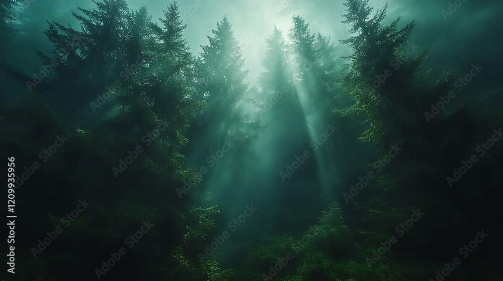 Enigmatic Forest Path: Sunbeams pierce the dense canopy of an ancient evergreen forest, casting an ethereal glow upon the mysterious path that winds through the trees. Enigmatic Forest Path: Sunbeams pierce the dense canopy of an ancient evergreen forest, casting an ethereal glow upon the mysterious path that winds through the trees.