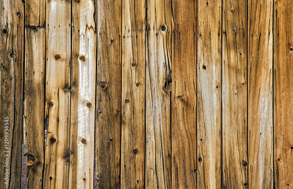 wood wooden plank planks wall graphic texture of old store building in Bodie deserted ghost town, California, USA