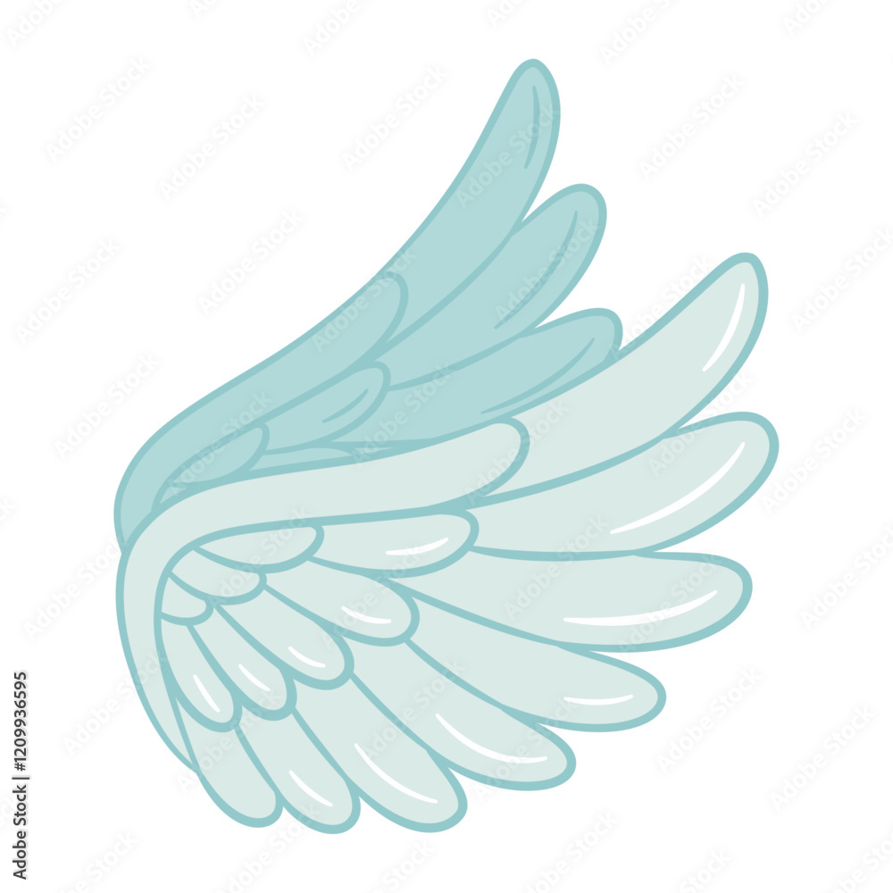 Fototapeta premium Angel wings cartoon doodle style. Hand drawn Trendy flat style cartoon isolated icon. Cupid wings. Vector illustration for web graphic design, poster, T-shirt print, Valentine’s Day Greeting Card.