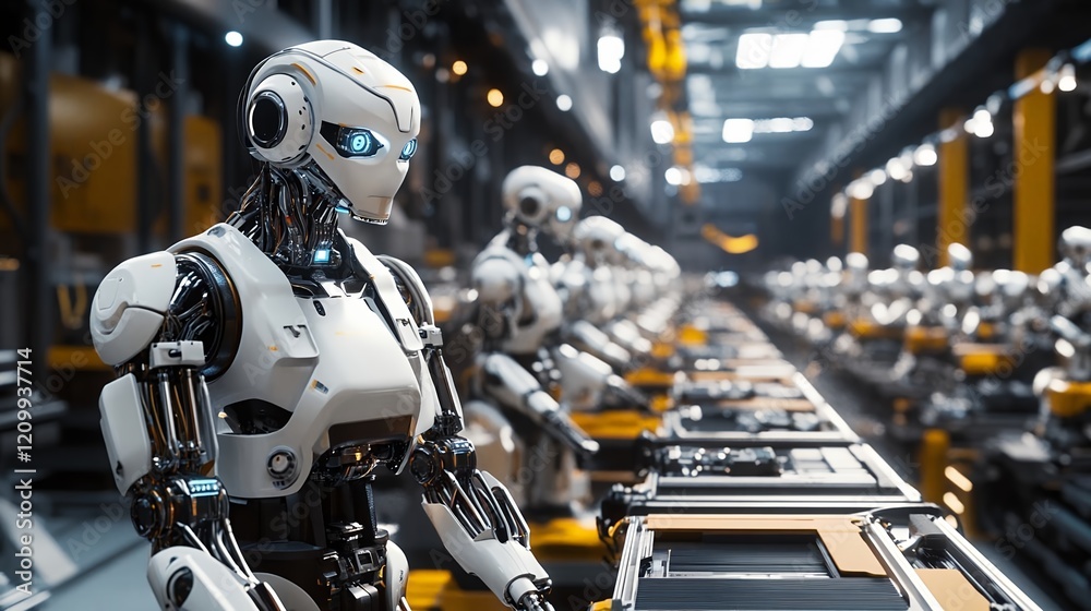 Factory Robots Automation Line Modern Manufacturing Industry Factory Robots Automation Line Modern Manufacturing Industry