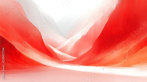 Crimson Canyon Dream: A surreal, abstract landscape of swirling crimson dunes and snow-white valleys evokes a sense of mystery and wonder.