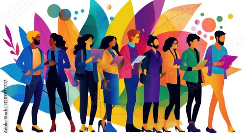 Group of diverse job seekers networking in casual environment