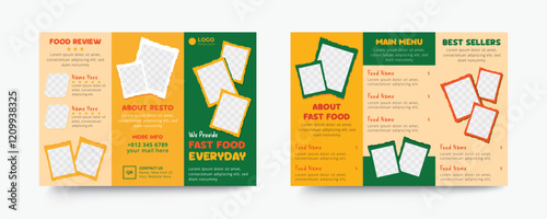 Fast food restaurant trifold brochure template