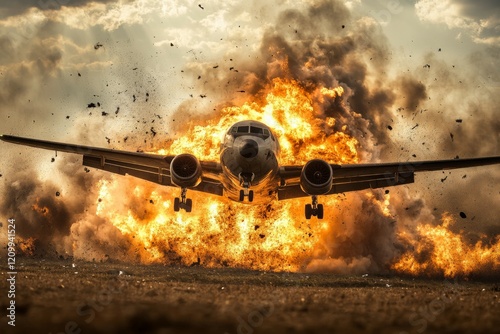 Explosive Airplane Scene photo