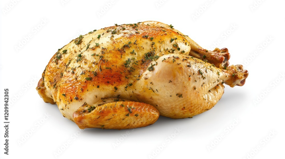 A whole golden roast turkey with herbs and a crisp finish, centered on a clean white background. A whole golden roast turkey with herbs and a crisp finish, centered on a clean white background.