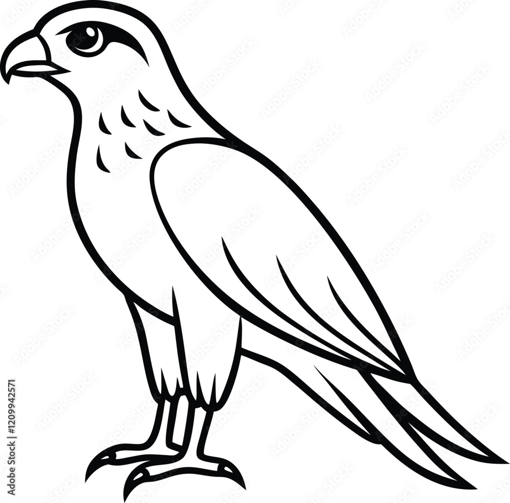 Obraz premium A falcon calligraphy line art silhouette